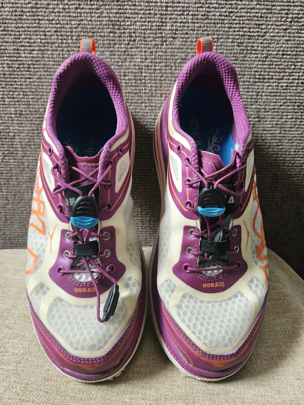 Hoka Women's White Purple Orange Trail Running Shoes - Picture 3 of 8
